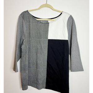 NWT Lane Bryant Color Block Houndstooth 3/4 Sleeve Career Structured Top 18/20